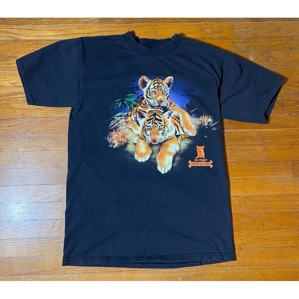 Vintage 1998 Six Flags Wild‎ Safari Tiger Cub Graphic Tee Women's Medium